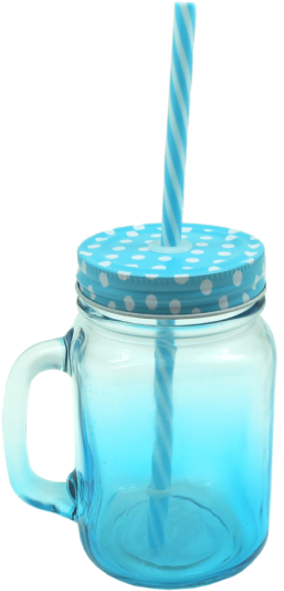 Zb Mason Jar In Blue Gradient - Drinking Straw Clipart (600x600), Png Download