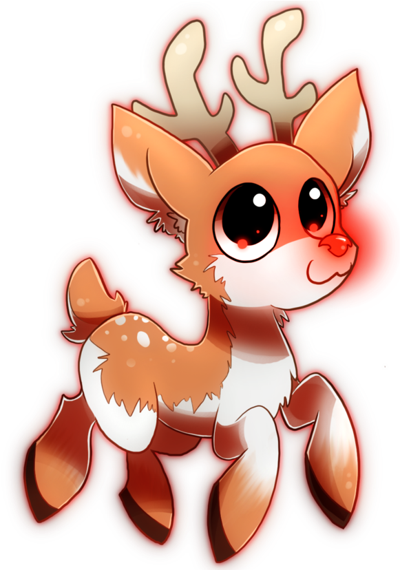 Drawn Reindeer Chibi - Santa And Reindeer Chibi Clipart (600x827), Png Download