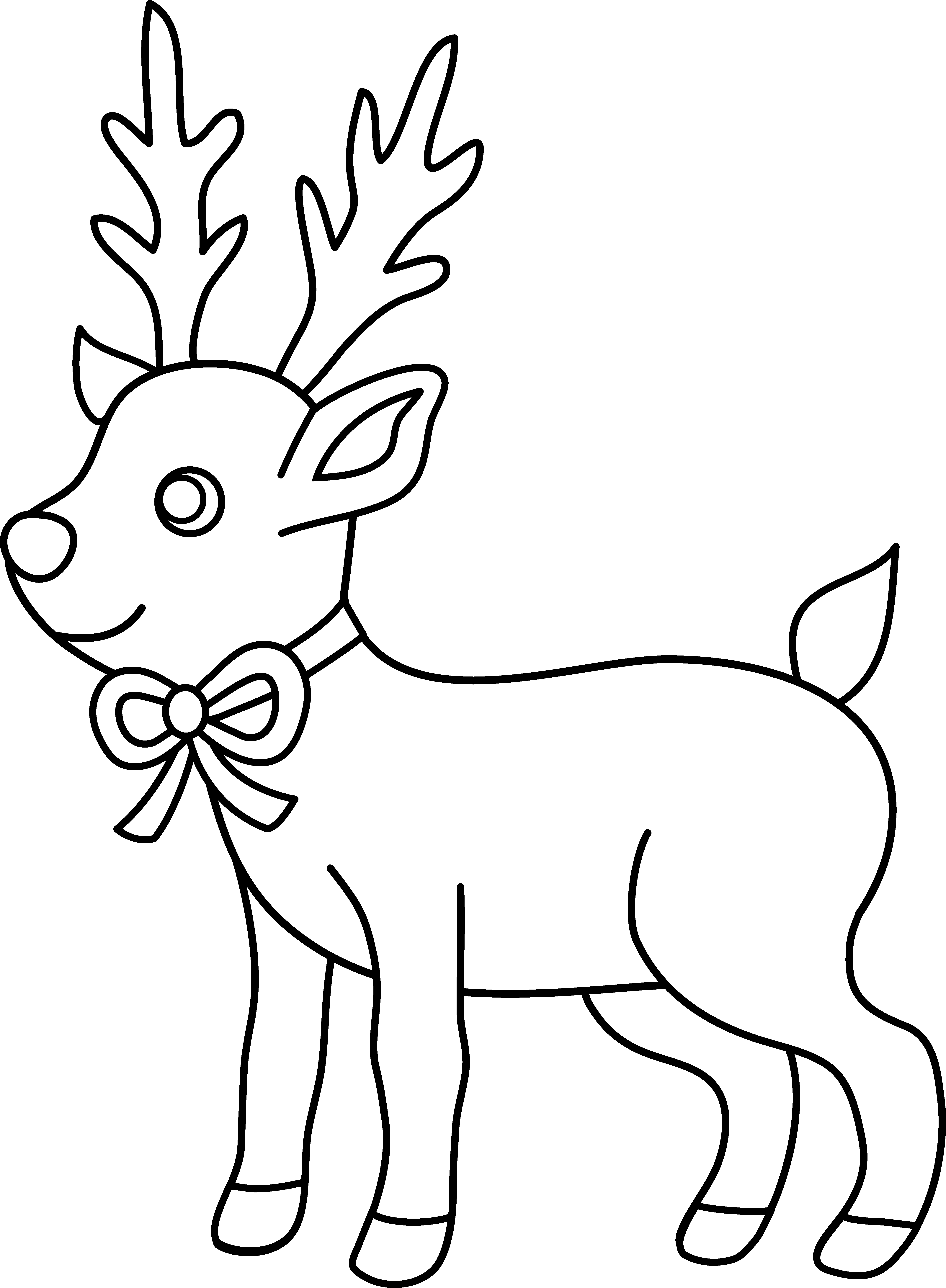 Cute Reindeers Christmas Coloring Pages Clipart (5097x6940), Png Download