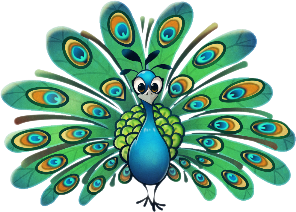Peacock Png - Peacock Cartoon Transparent Background Clipart (1000x727), Png Download