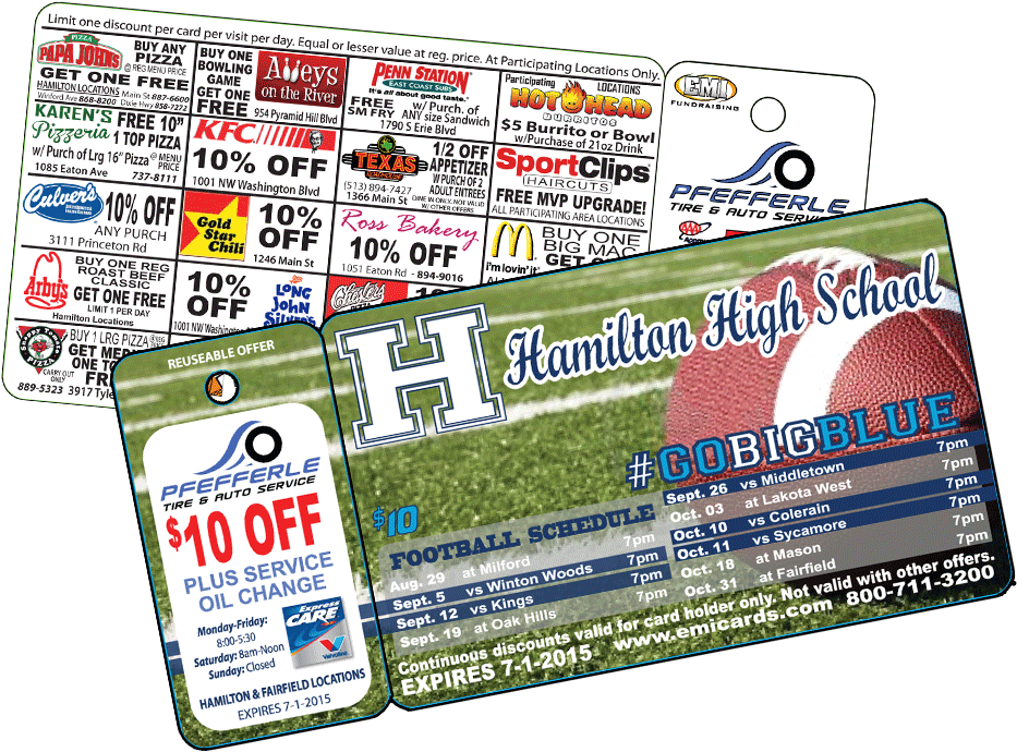 Single Keytag Fundraising Discount Card - Football On Field Clipart (957x720), Png Download