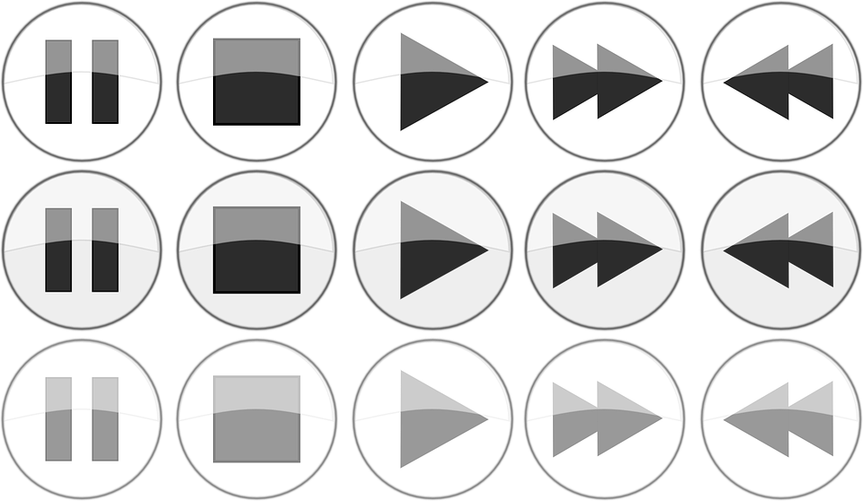 Multimedia, Buttons, Player, Play, Stop, Rewind - Media Player Button Png Clipart (960x558), Png Download