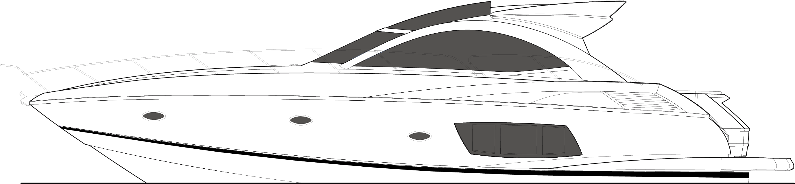 Yacht Clipart Luxury Yacht - Cute Yacht Clipart Black And White - Png Download (2826x730), Png Download