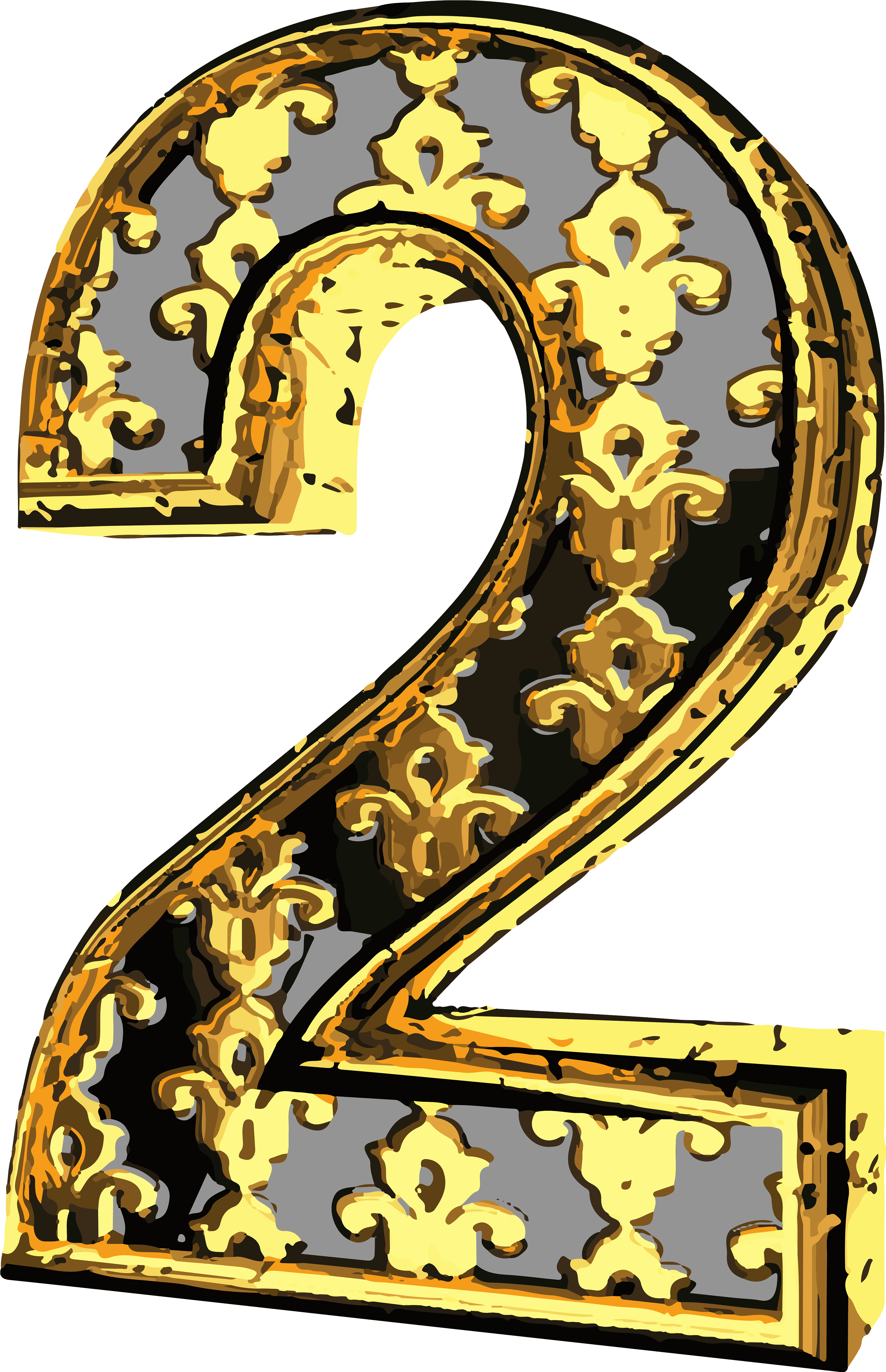 Elegant Vintage Number Two Png Clip Art Image - Vintage Number Png Transparent Png (3301x5000), Png Download