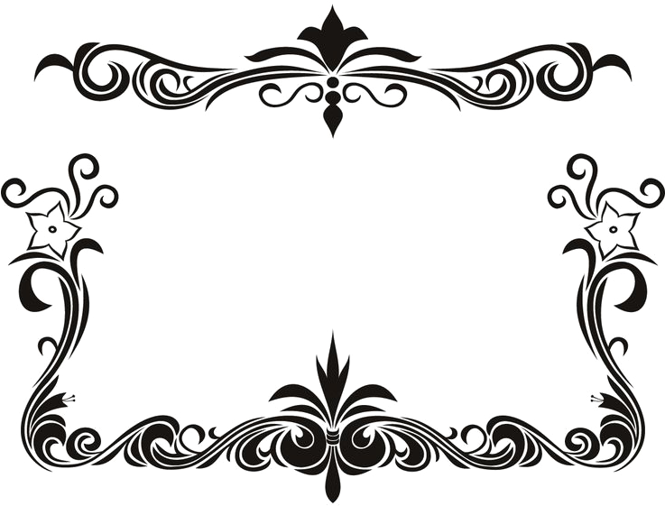 White Floral Border Png Download Image - Border Black And White Design Clipart (736x736), Png Download