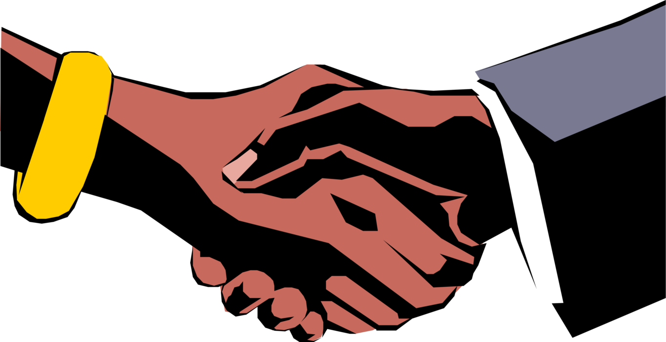 Vector Illustration Of Male And Female African American - African American Handshake Png Clipart (1364x700), Png Download
