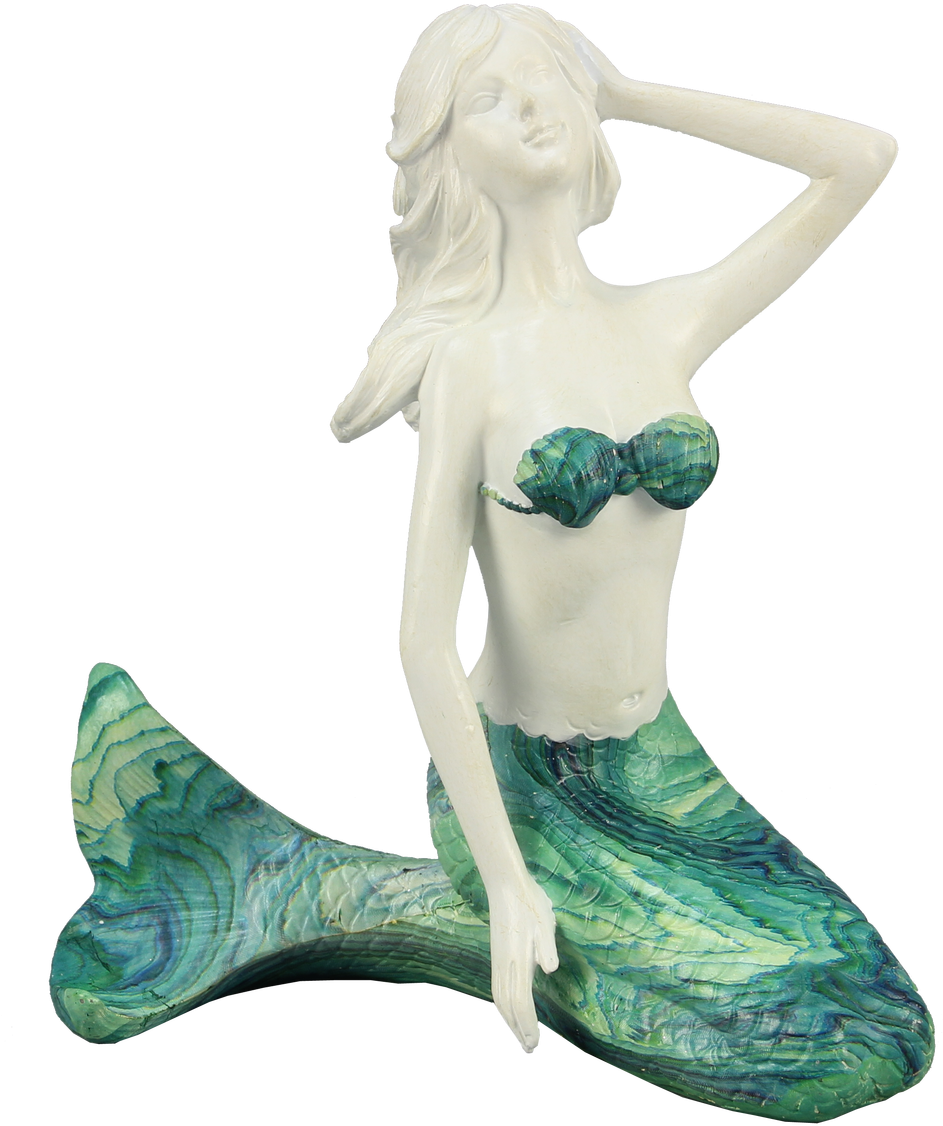 Kneeling Mermaid With Blue/green Tail - Figurine Clipart (1048x1280), Png Download