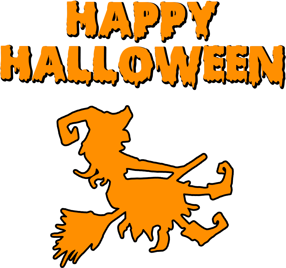 Happy Halloween Witch On A Broomstick Clipart (956x897), Png Download