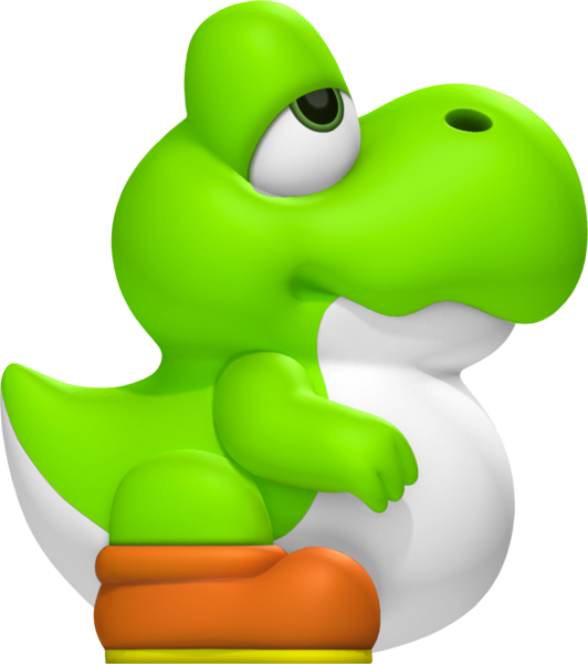 Lime Green Baby Yoshi - Yoshi's Woolly World Mario Clipart (532x600), Png Download