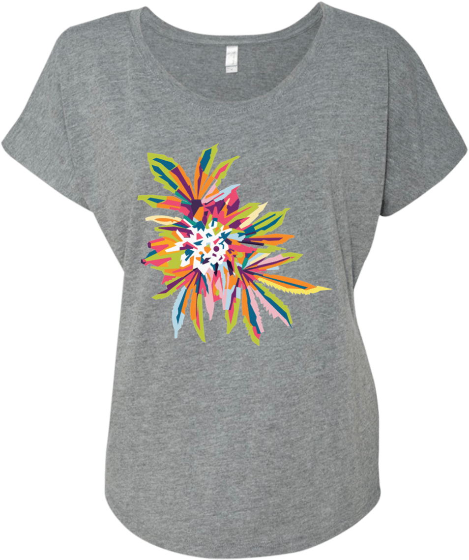 Color Burst Flower Women's Heather Triblend Shirt - Shirt Clipart (954x1139), Png Download