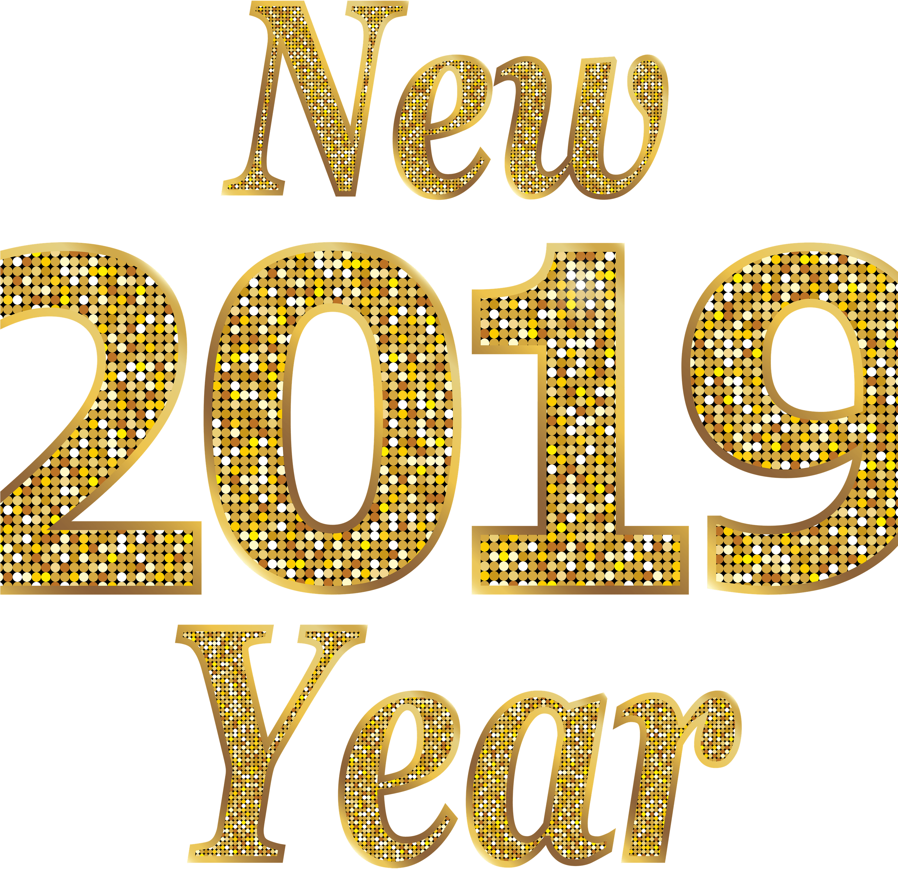Download - Gold Transparent Happy New Year 2019 Png Clipart (3000x3000), Png Download