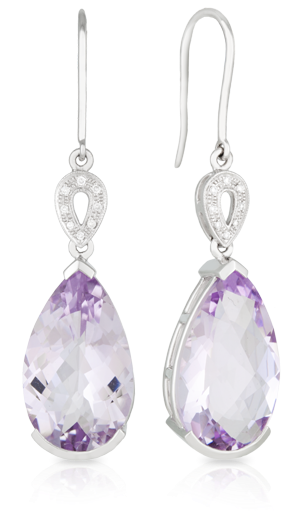 18ct White Gold Tear Drop Amethyst Earring - Earrings Clipart (630x630), Png Download