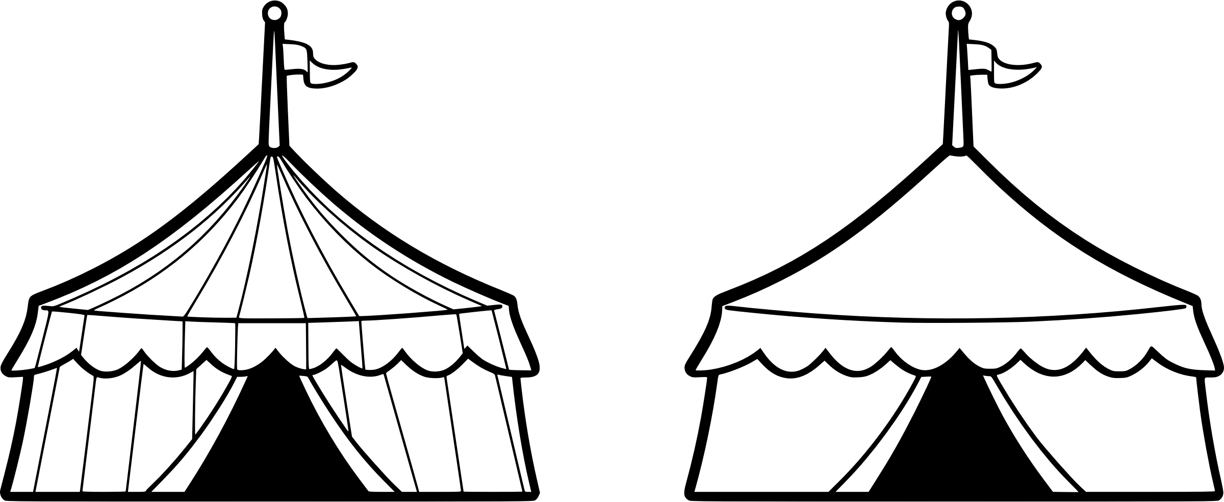 Circus Tent Jpg Free Stock - Carnival Tent Clipart Black And White - Png Download (2400x984), Png Download