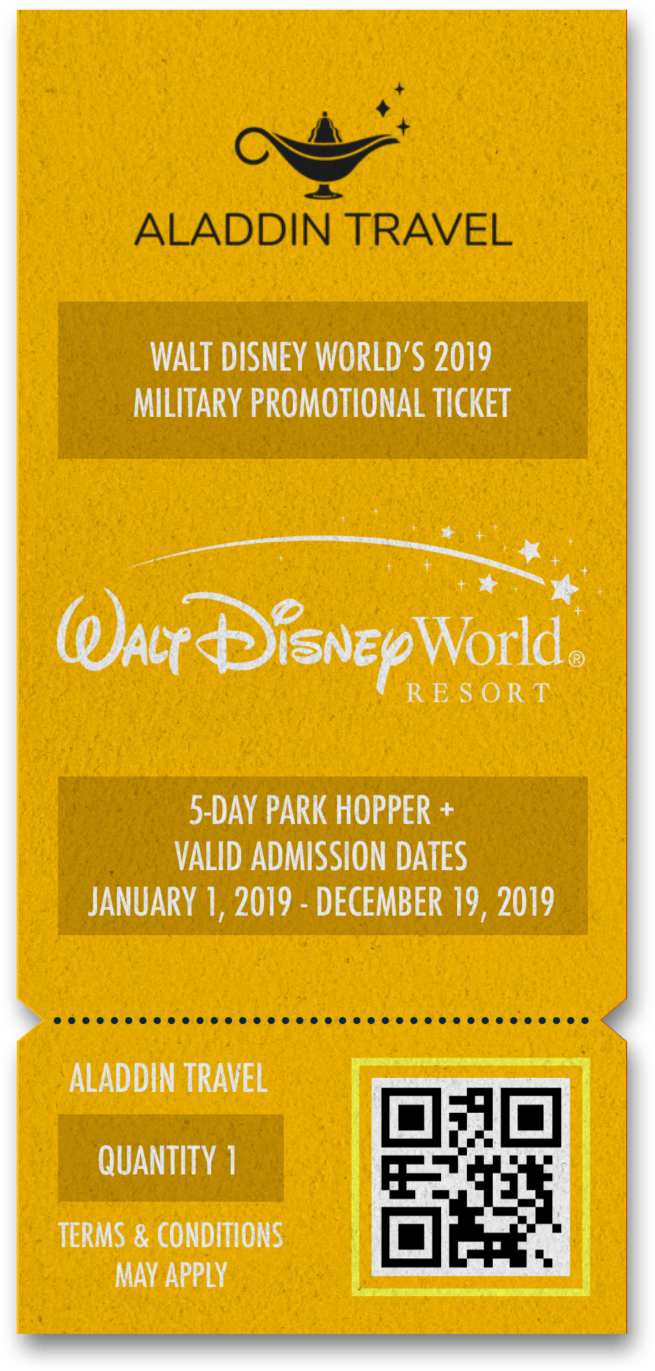 Aladdintravel Ticket Disneyworld 5dayplus-min Clipart (1060x2101), Png Download