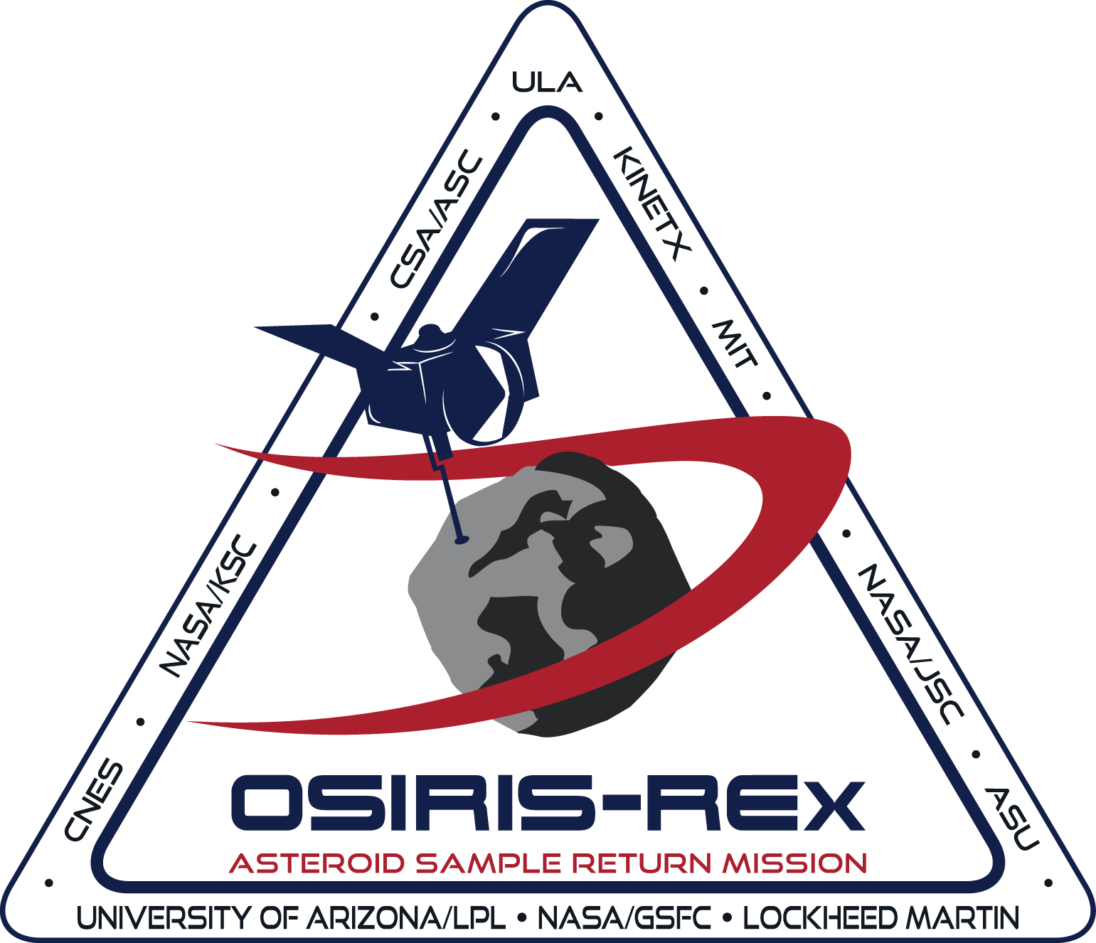 Osiris Rex Mission Logo With Partners - Osiris Rex Mission Logo Clipart (1541x1326), Png Download