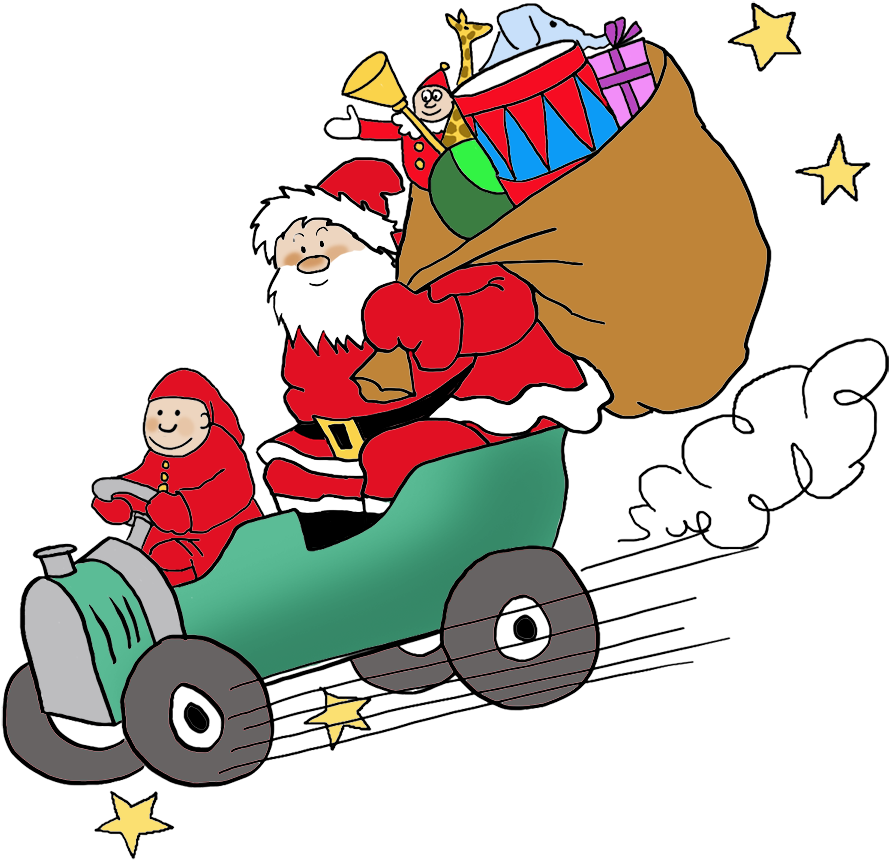 Funny And Free Santa Claus Clipart - Santa In Car Png Transparent Png (945x973), Png Download