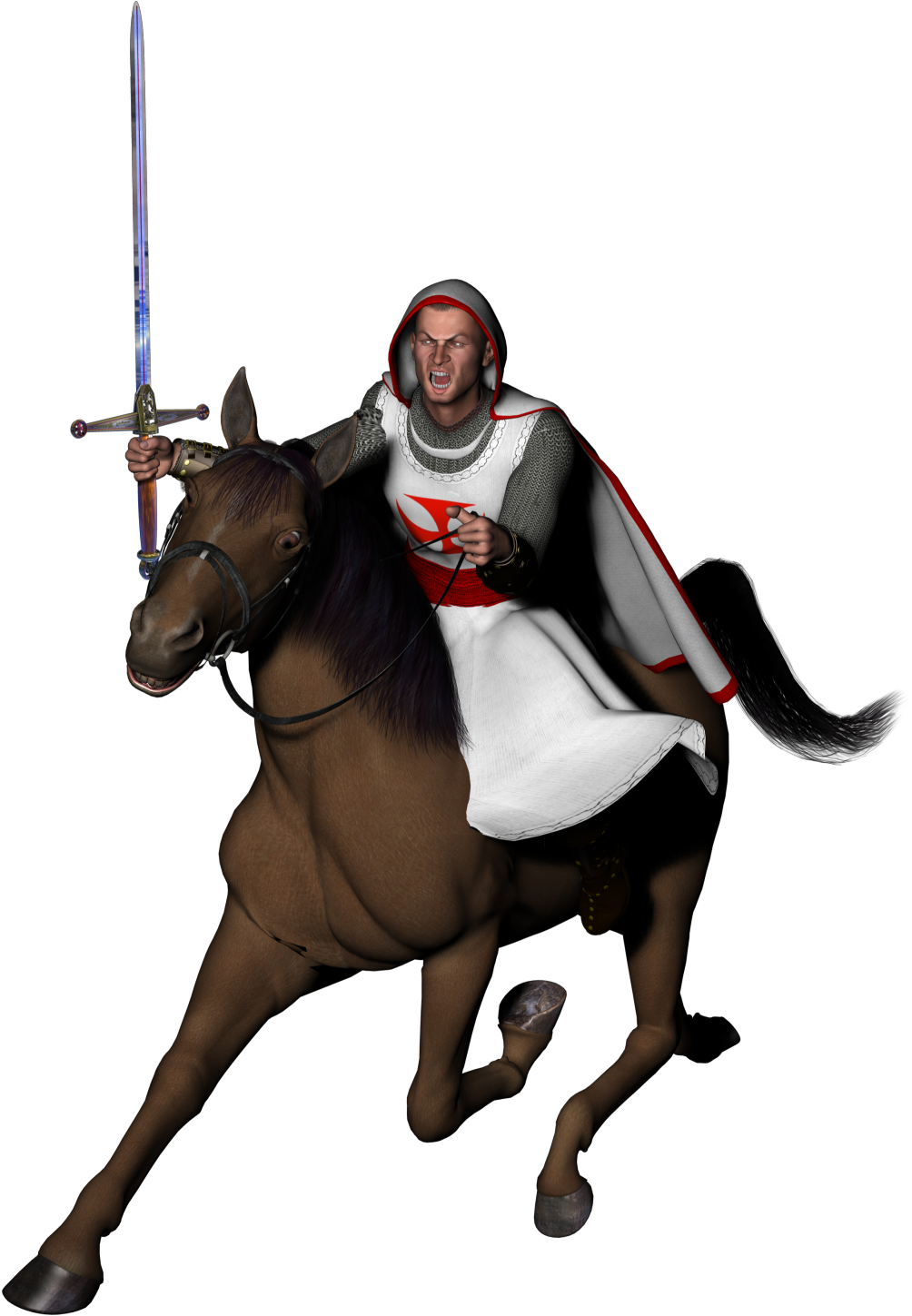 Medival Knight Png - Knight On Horse Transparent Background Clipart (1023x1468), Png Download