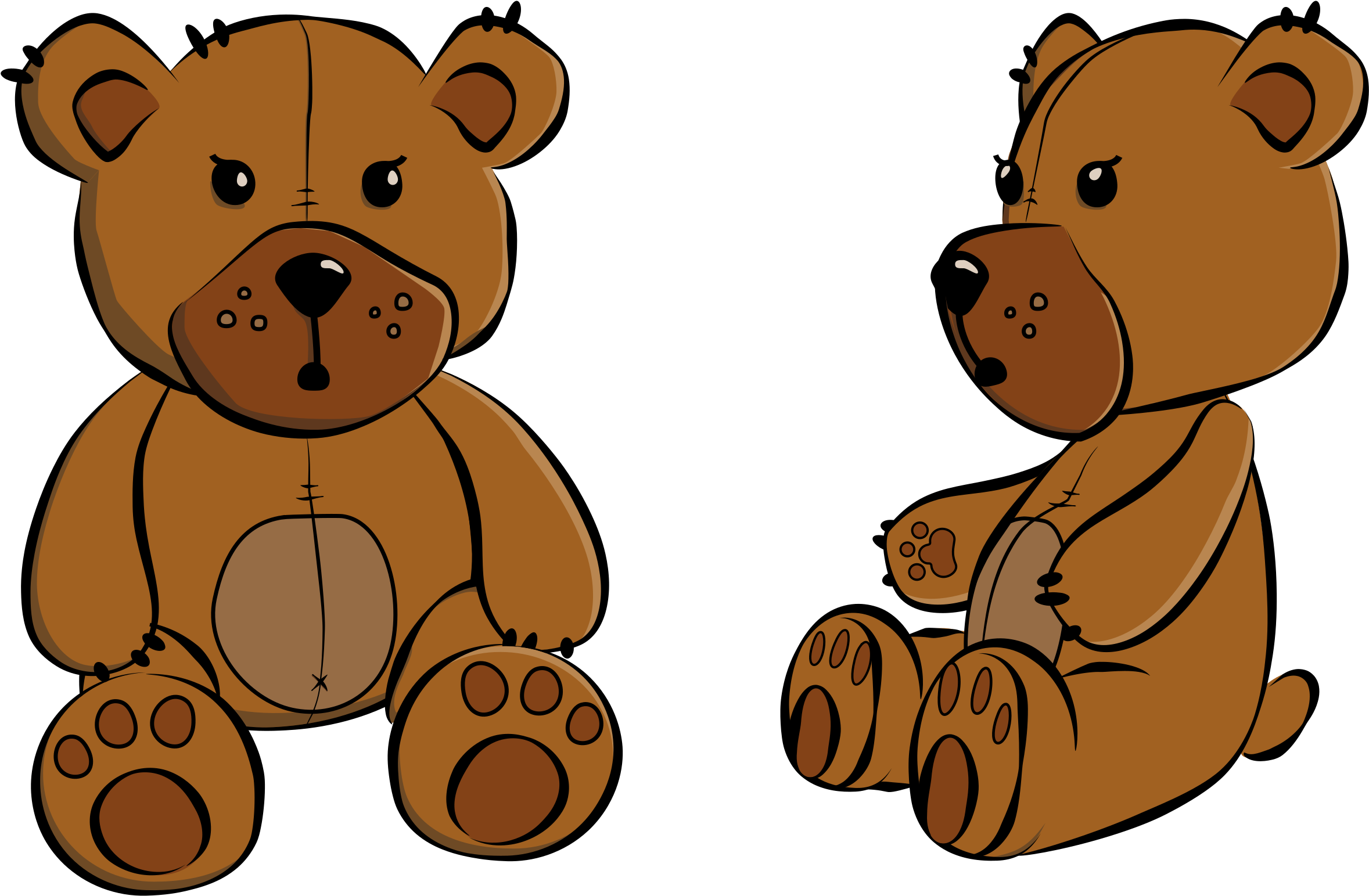 Teddy Bear Clipart Transparent - Teddy Bear Cartoon Sitting - Png Download (2400x1560), Png Download