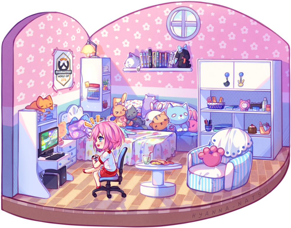 Video Commission Room By - Hyanna Natsu Chibi Room Clipart (1012x790), Png Download