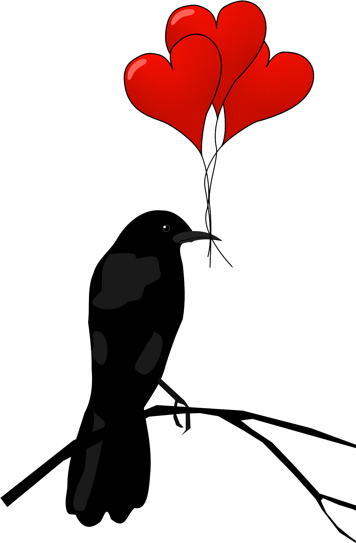 Raven Hearts - Happy Valentines Day Raven Clipart (1146x1756), Png Download