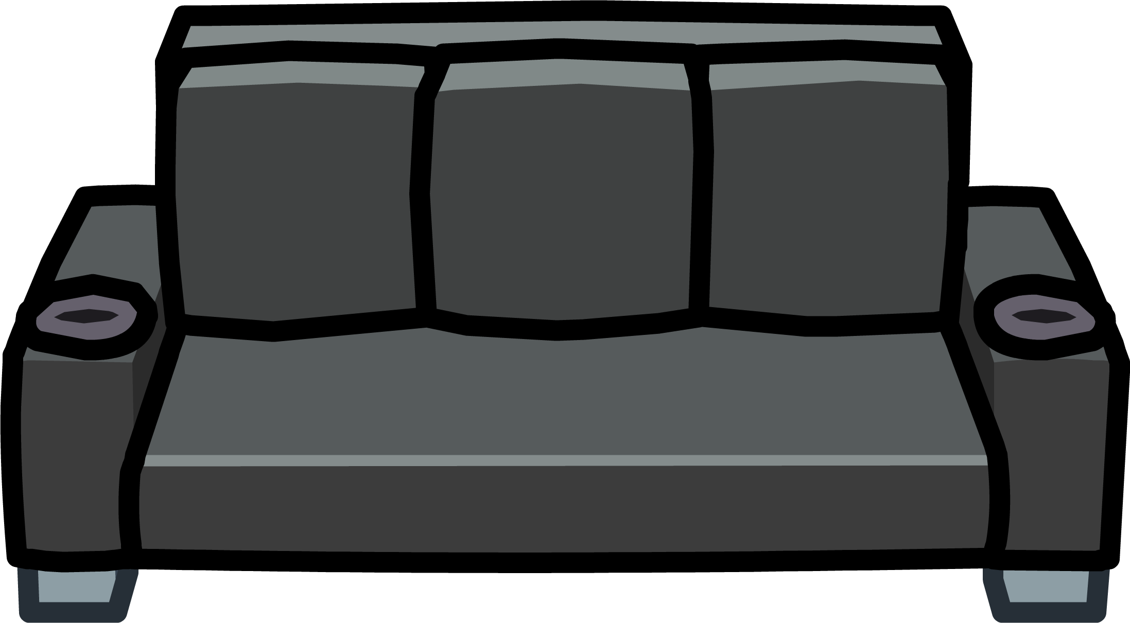 Picture Black And White Stock Black Designer Club Penguin - Club Penguin Black Couch Clipart (2195x1211), Png Download