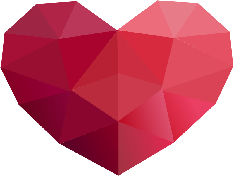 Heart Icons Clock - Heart Icon Low Poly Clipart (800x600), Png Download