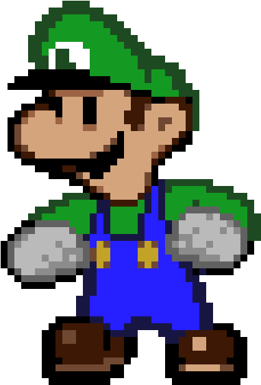 Paper Luigi Battle Pose - Luigi On Graph Paper Clipart (480x690), Png Download