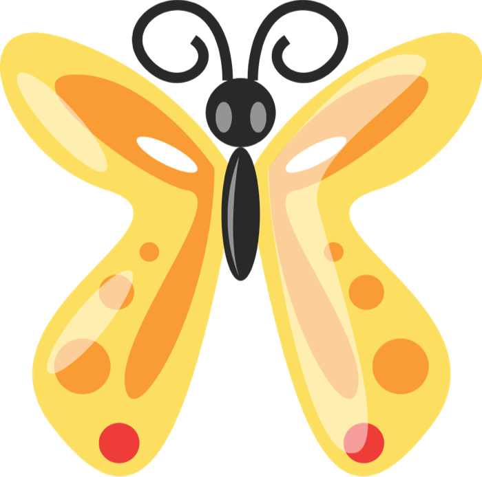 Golden Butterfly - Butterfly Insect Cartoon Clipart (700x694), Png Download
