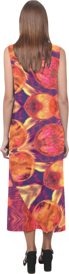 Sunburst, Abstract Peach Cream Orange Star Quilt Mandala - Day Dress Clipart (570x1200), Png Download