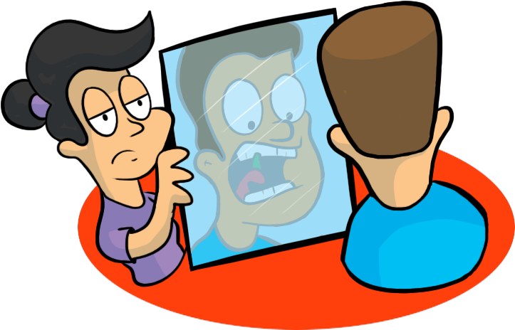 In Teeth Mirror - Cartoon Clipart (723x464), Png Download