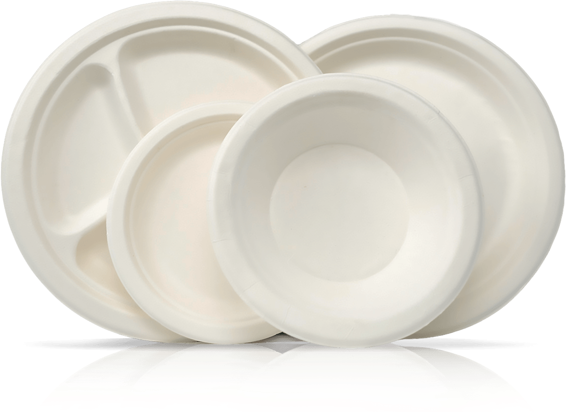 Biodegradable Divided Plate - Disposable Plates With Bowl Clipart (1200x1000), Png Download