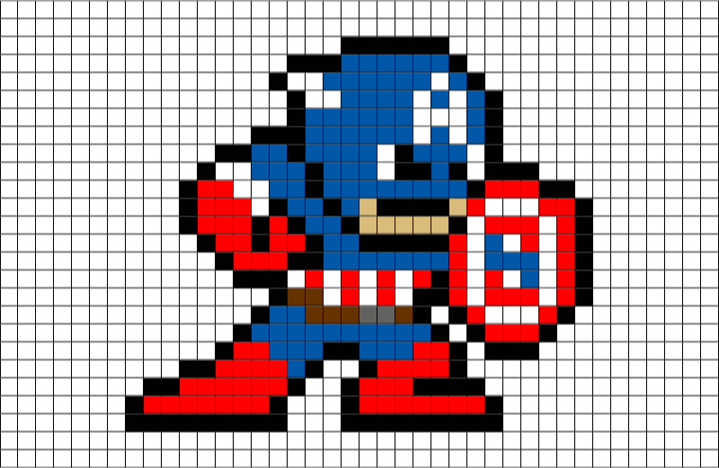 Capitão America Pixel Art Clipart (800x521), Png Download