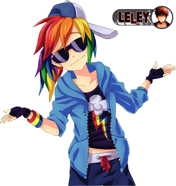 Rainbow Dash Sexy Human - Rainbow Dash Anime Girl Clipart (717x758), Png Download