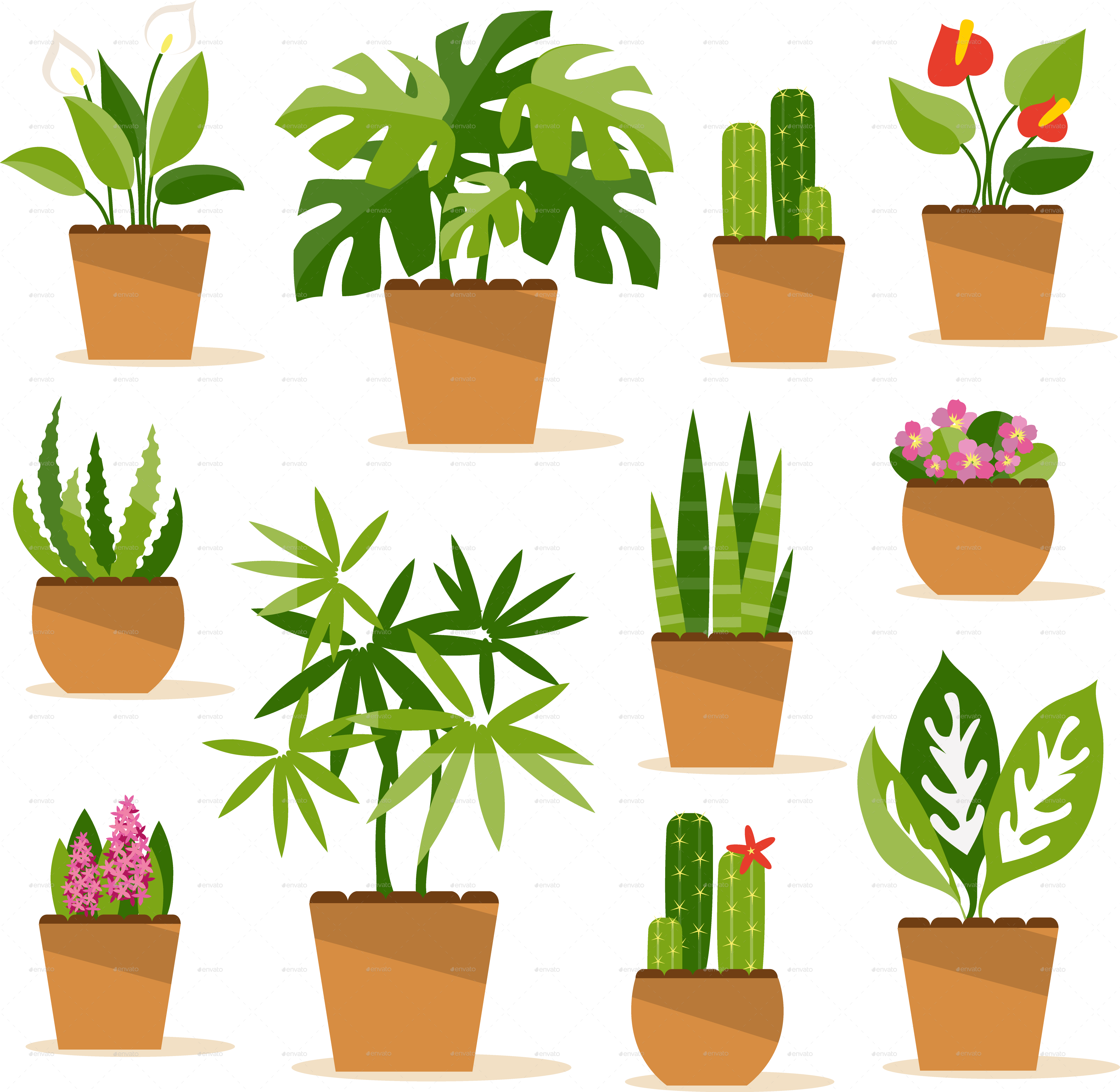 House Plants Clipart - Flower Pot Illustration - Png Download (3987x3886), Png Download