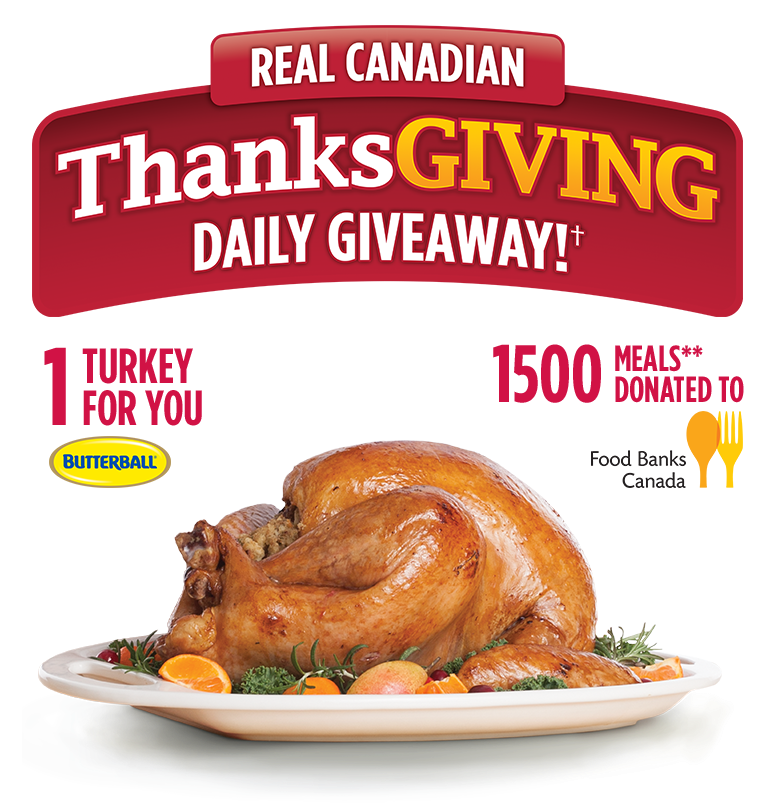 Real Canadian Thanksgiving Daily Giveaway † 1 Turkey - Food Banks Canada Clipart (836x906), Png Download