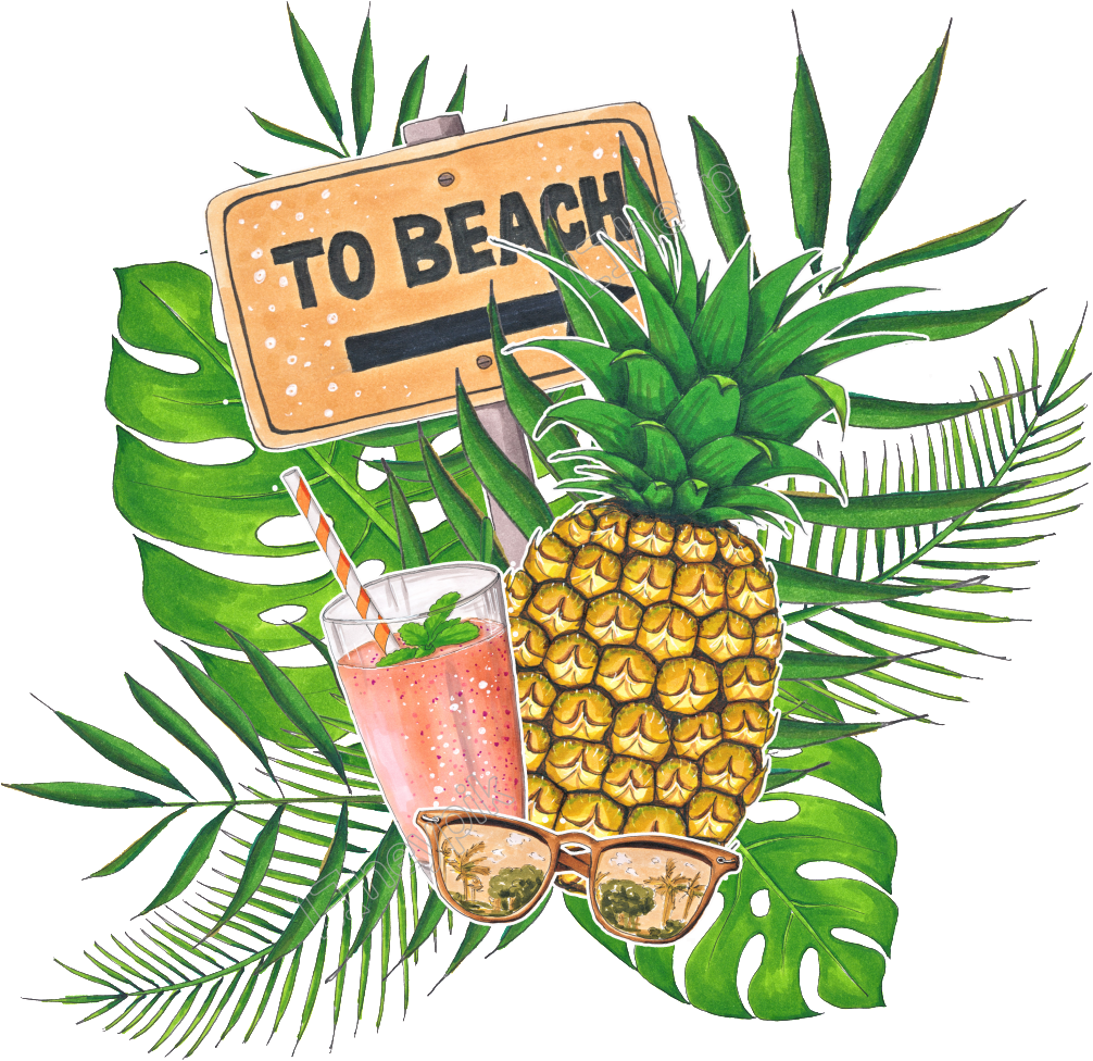 Vector Freeuse Download Hand Painted Tropical Drink - Tropical Fruit Png Clipart (1024x1024), Png Download
