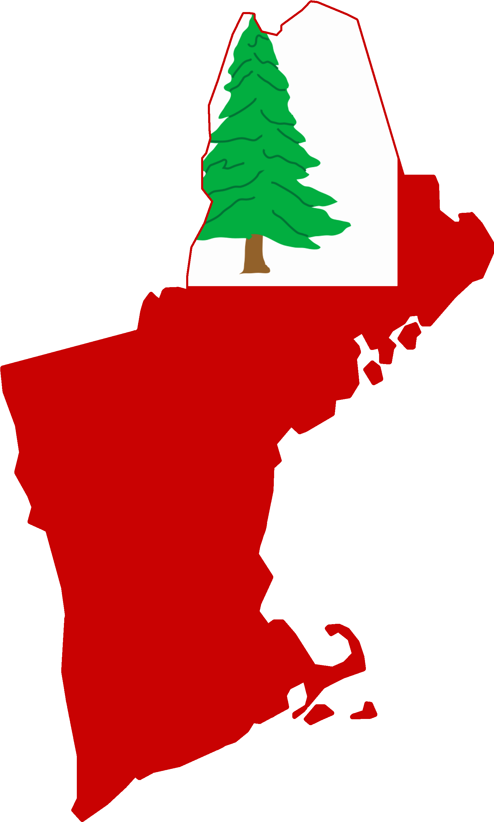 Flag Map Of New England - Connecticut Massachusetts New Hampshire Rhode Island Clipart (2000x3000), Png Download