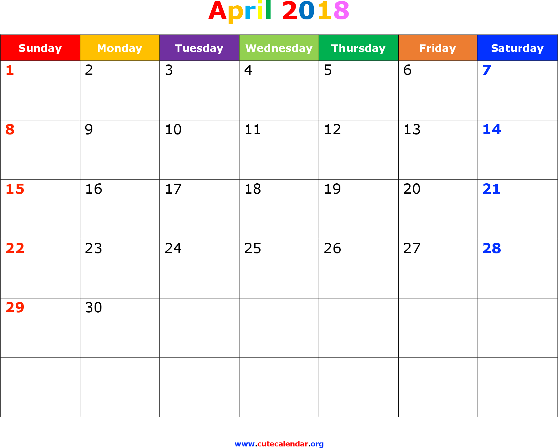 Download Cute Template For April 2018 Calendar With - Disney Calendar April 2018 Clipart (2200x1700), Png Download