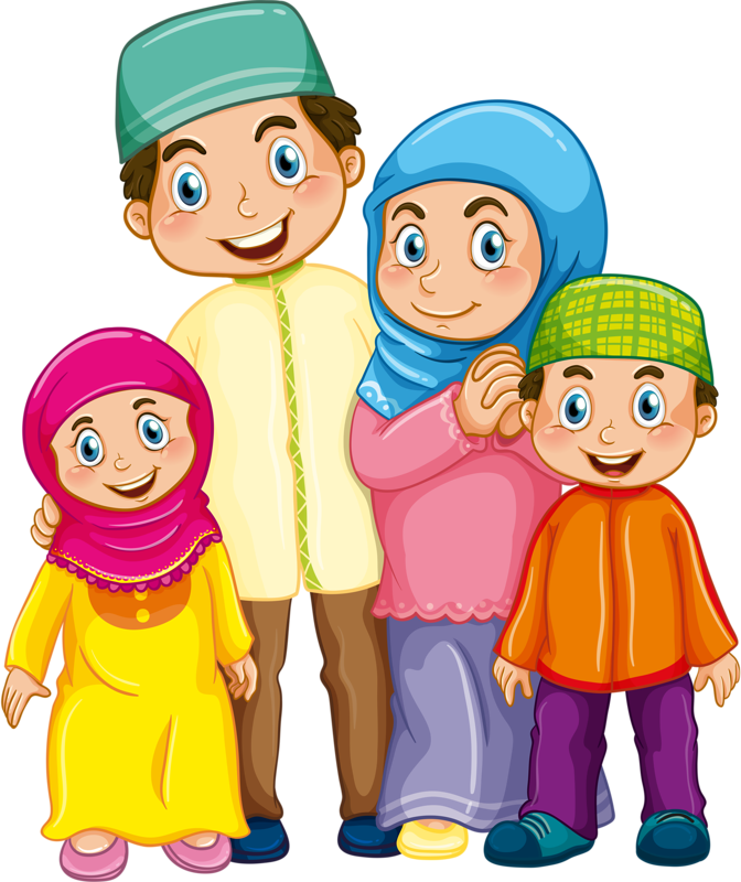 Фотки Muslim Images, Family Clipart, Islamic Cartoon, - Muslim Family Vector - Png Download (672x800), Png Download