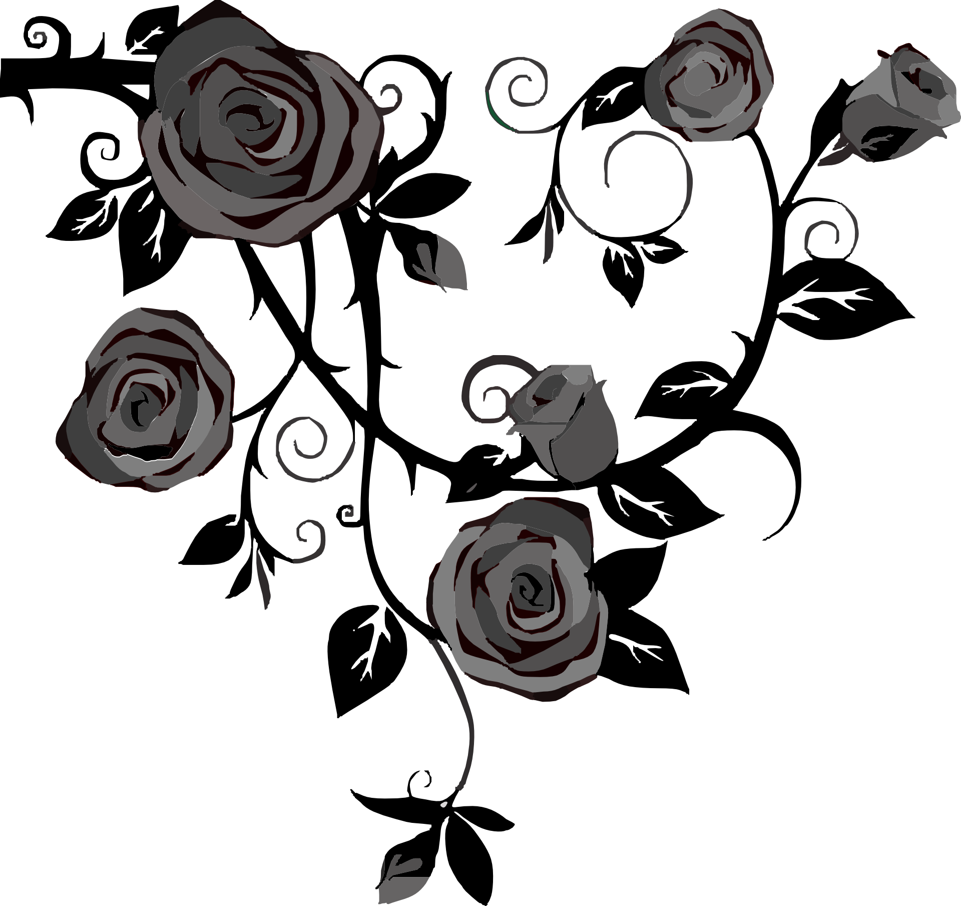 1920 X 1809 10 - Roses Art Black And White Clipart - Large Size Png Image.....