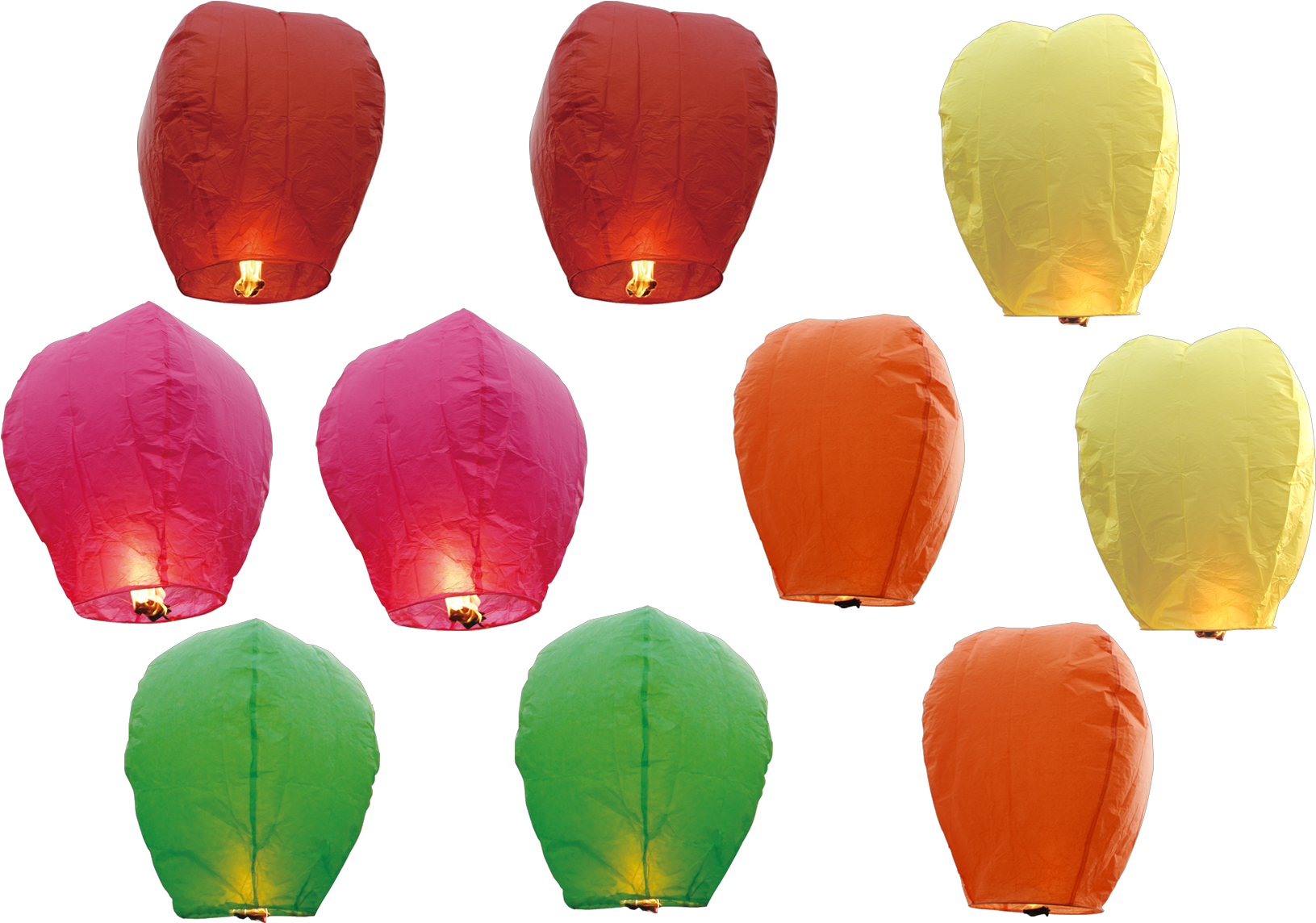 10 Pack Color Premium Sky Lanterns Color Boxed - Colored Sky Lantern Clipart (1667x1250), Png Download