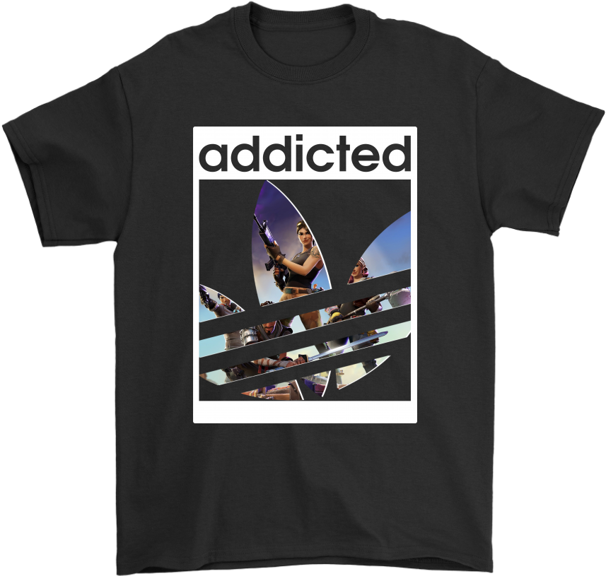 Fortnite Battle Royale X Adidas Logo Addicted Shirts Clipart (857x815), Png Download