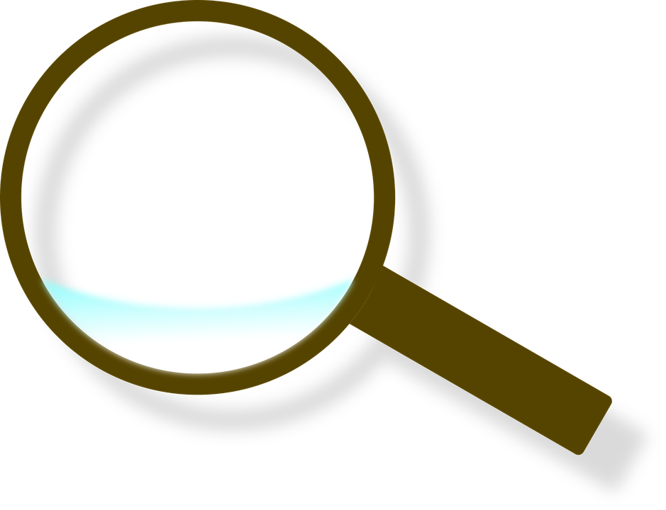 Magnifying Glass, Glass, Wood, Lens, Blue, Brown - Brown Magnifying Glass Clipart (939x720), Png Download