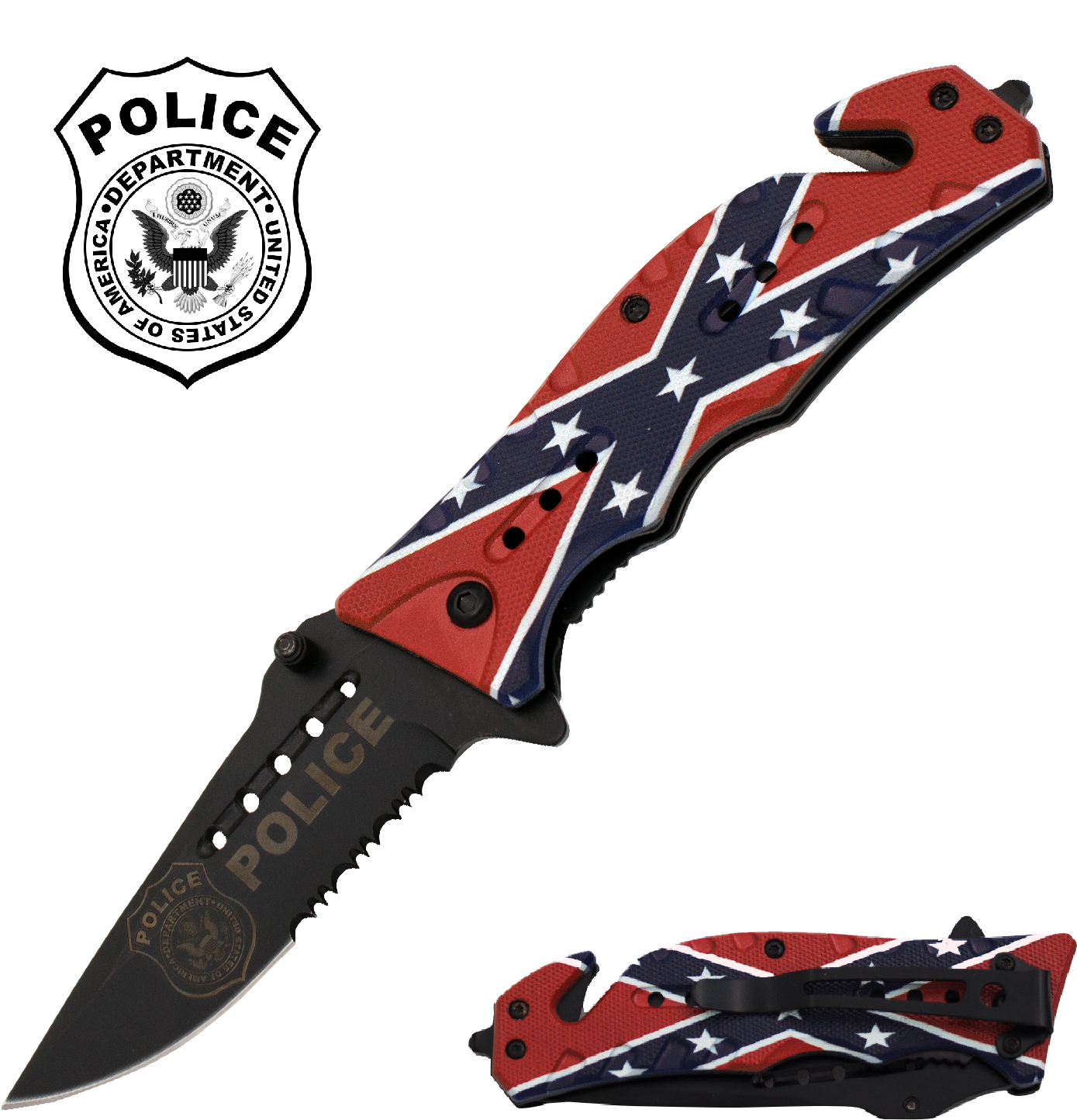 Rebel Flag Police Edition - Faca De Combate Rosa Clipart (1389x1444), Png Download