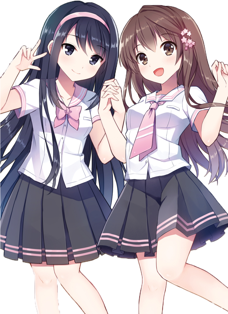 Anime Girls, Anime School Girl, Kawaii Anime Girl, - Cute Anime Girl Couples Clipart (751x1063), Png Download