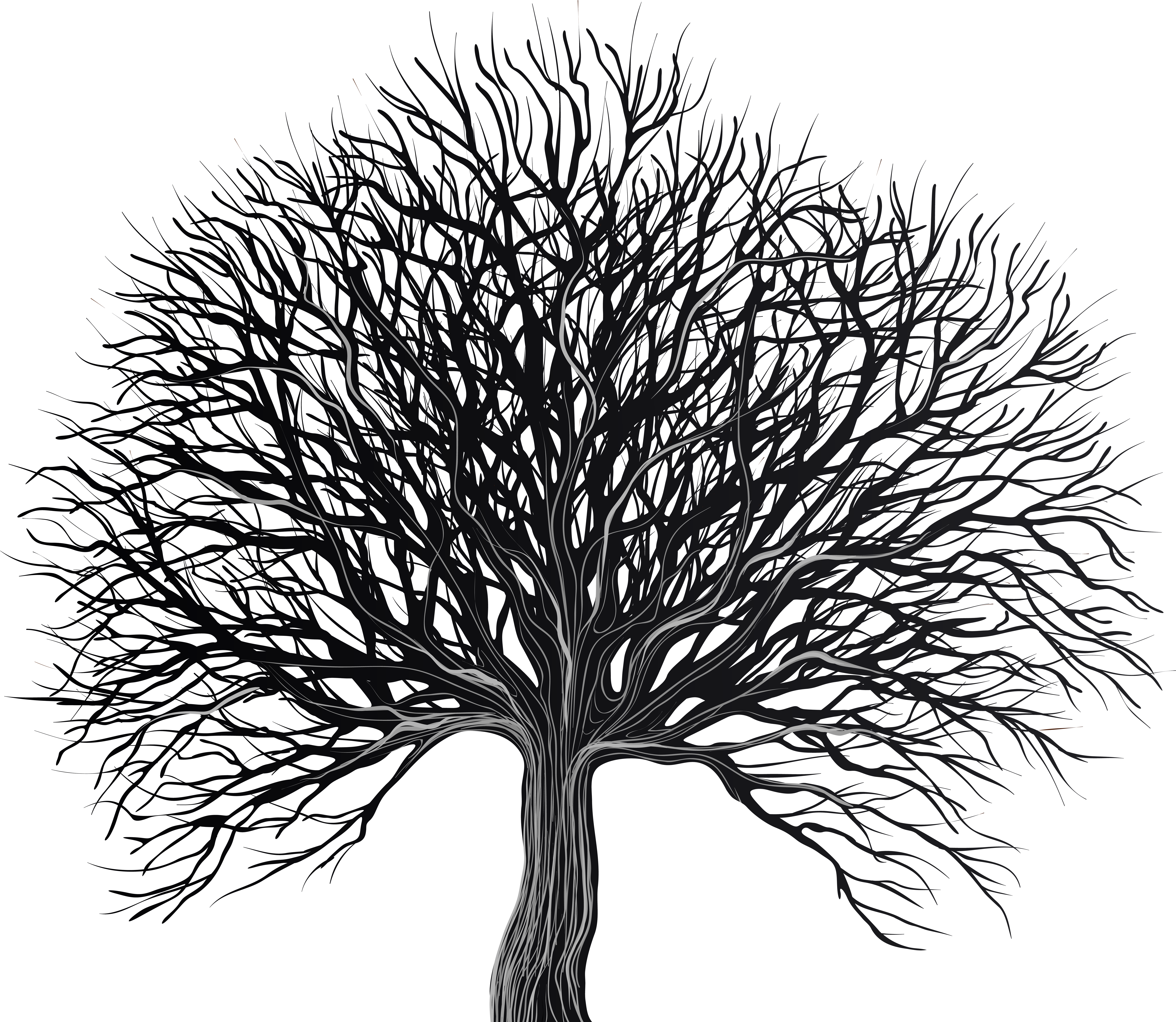 Black Art Tree Png Clip Art Transparent Png (8000x6955), Png Download