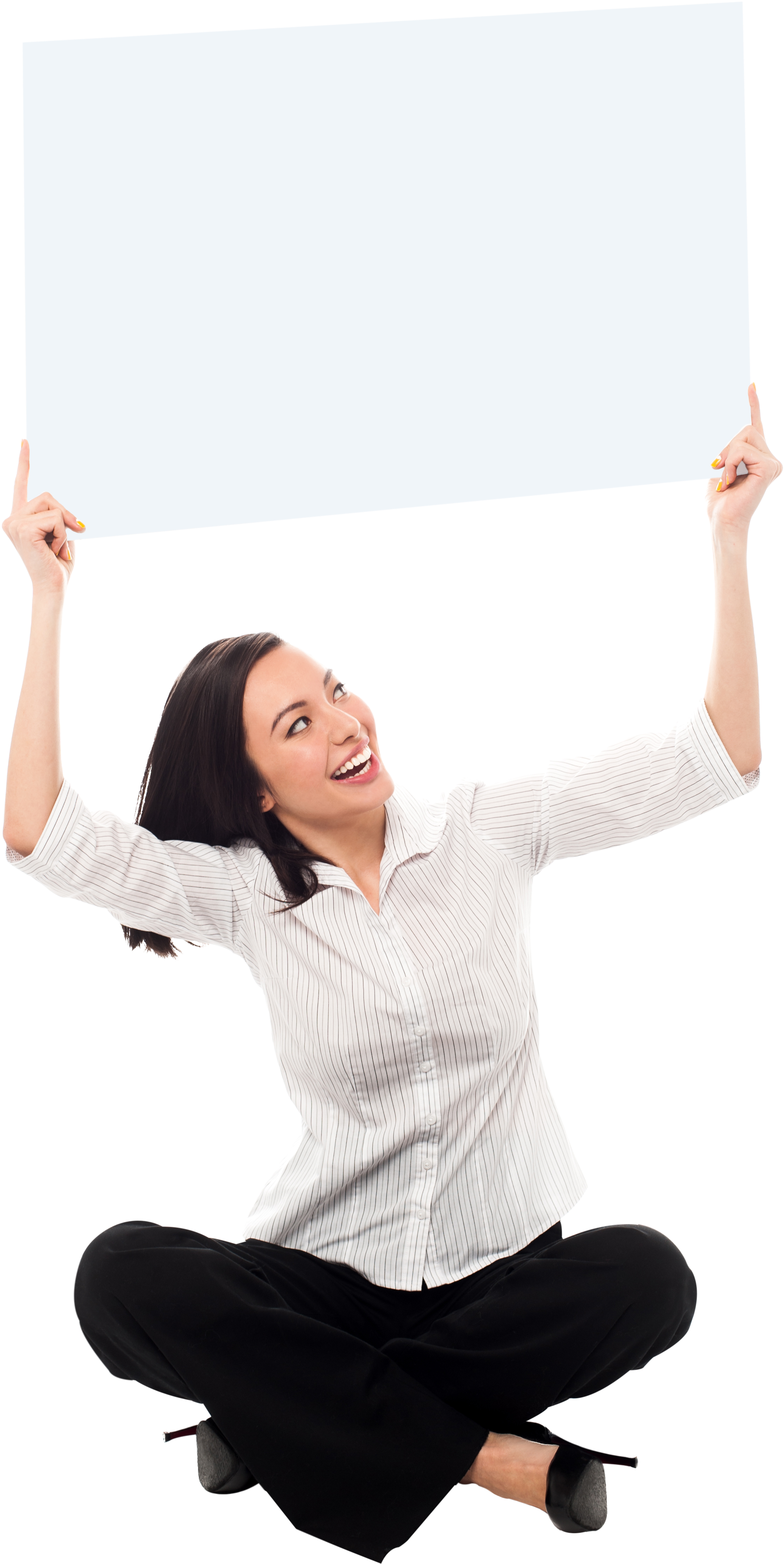Girl Holding Banner - Girl Holding Banner Png Clipart (3200x4809), Png Download