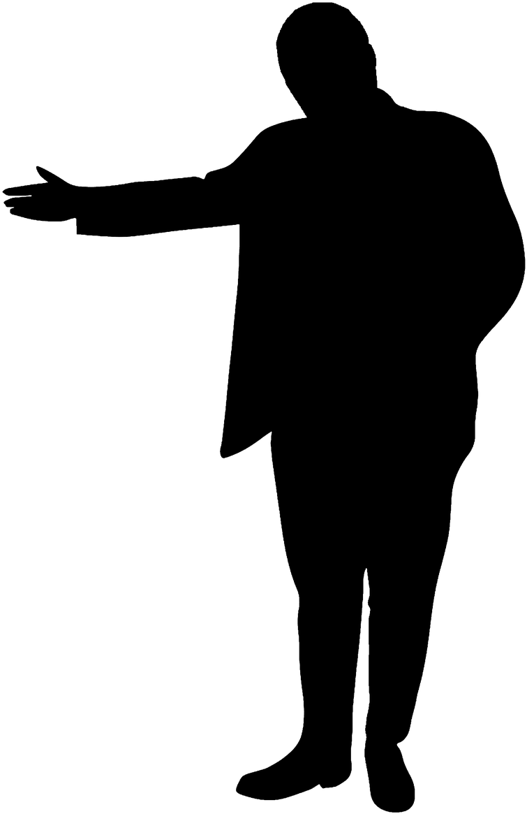 Silhouette Man Guiding - People Using Laptop Silhouette Clipart (755x1165), Png Download