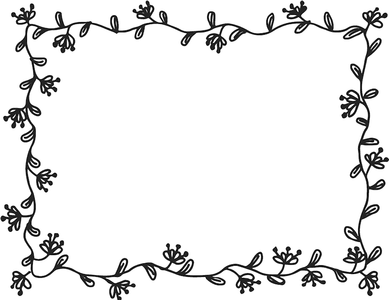 Floral Rectangle Rubber Stamp - Black Floral Rectangle Border Clipart (800x800), Png Download