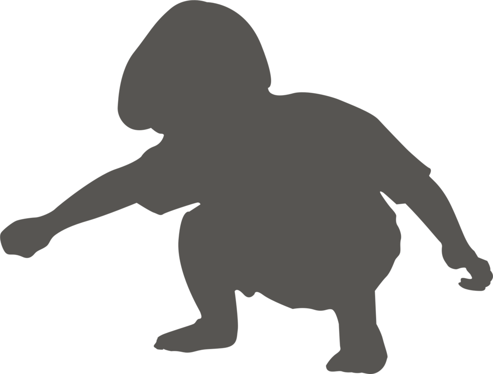 Animal Silhouettes Child Squat Drawing - Child Squatting Png Clipart (990x750), Png Download